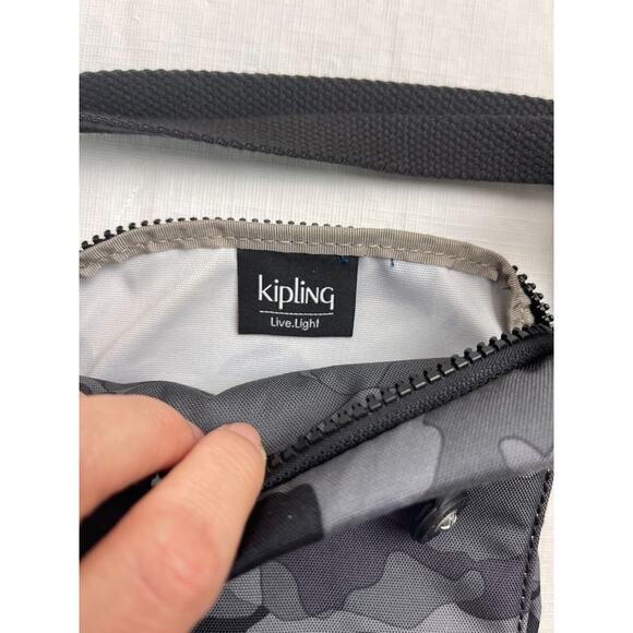 Kipling Camo Fog Eldorado Gray Black Crossbody Travel Bag - Picture 4 of 13